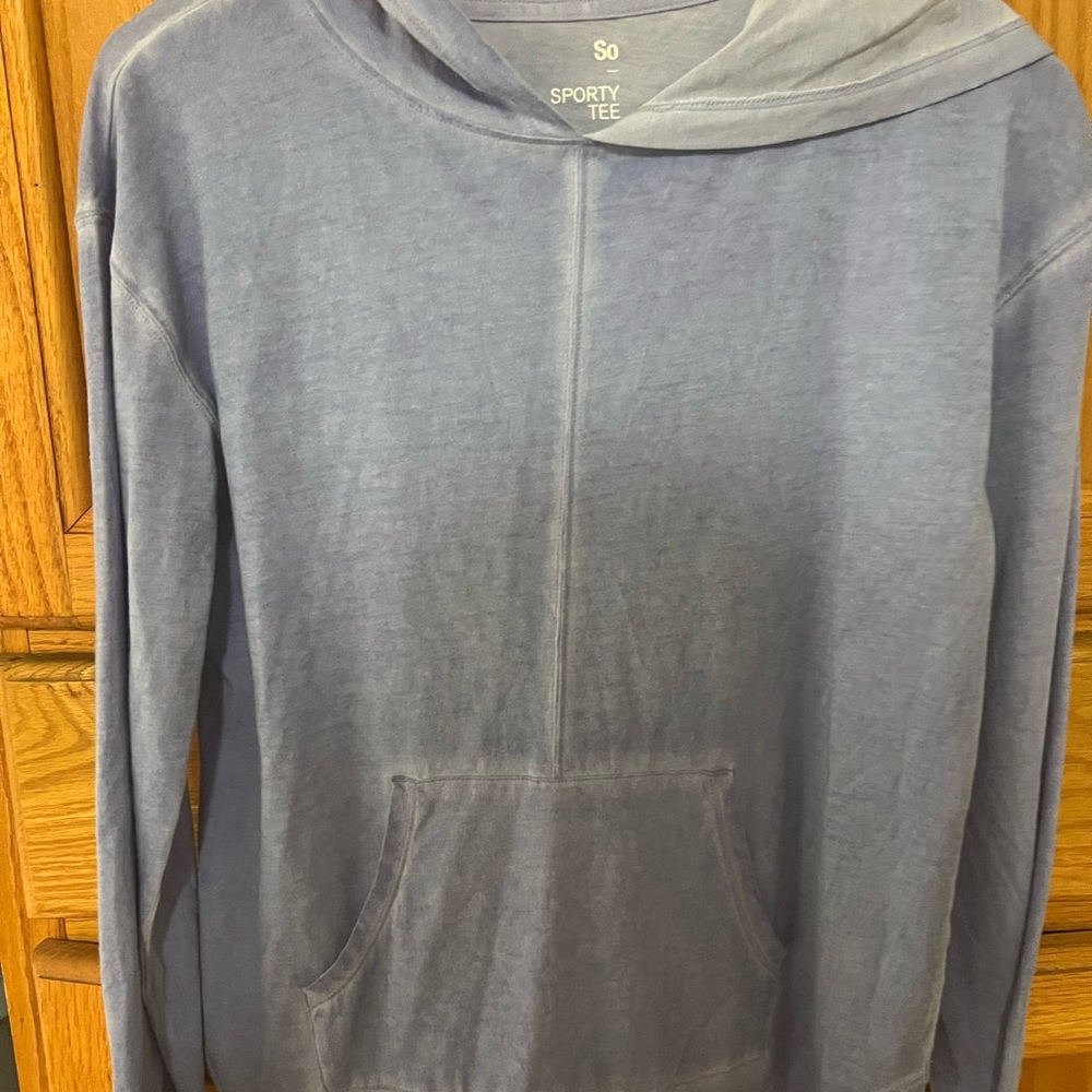 Girls long sleeve hooded tee.